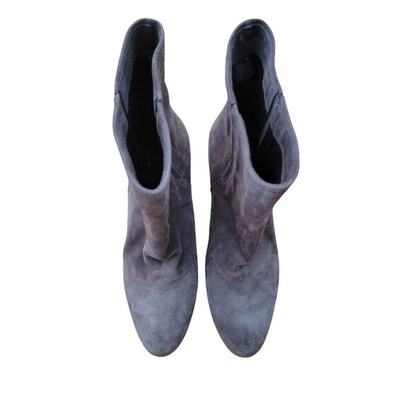 Stuart Weitzman‎ Bootscout Seal Gray Suede Wedge Chelsea Boots 8M Hidden Heel - Picture 2 of 9
